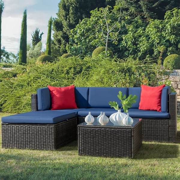 Homall 5 Pieces Wicker Patio Furniture Sets Rattan Outdoor Sectional