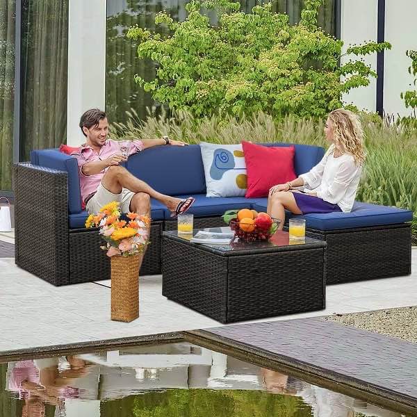 Homall 5 Pieces Wicker Patio Furniture Sets Rattan Outdoor Sectional