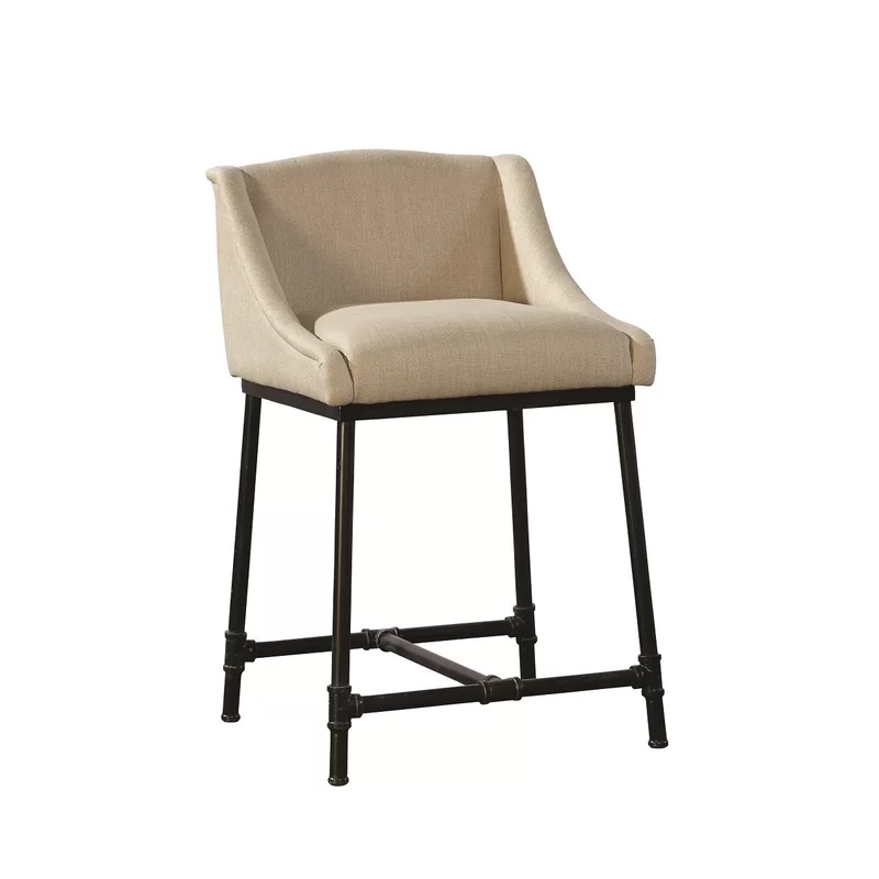 Upholstered Counter Stool with Metal Frame