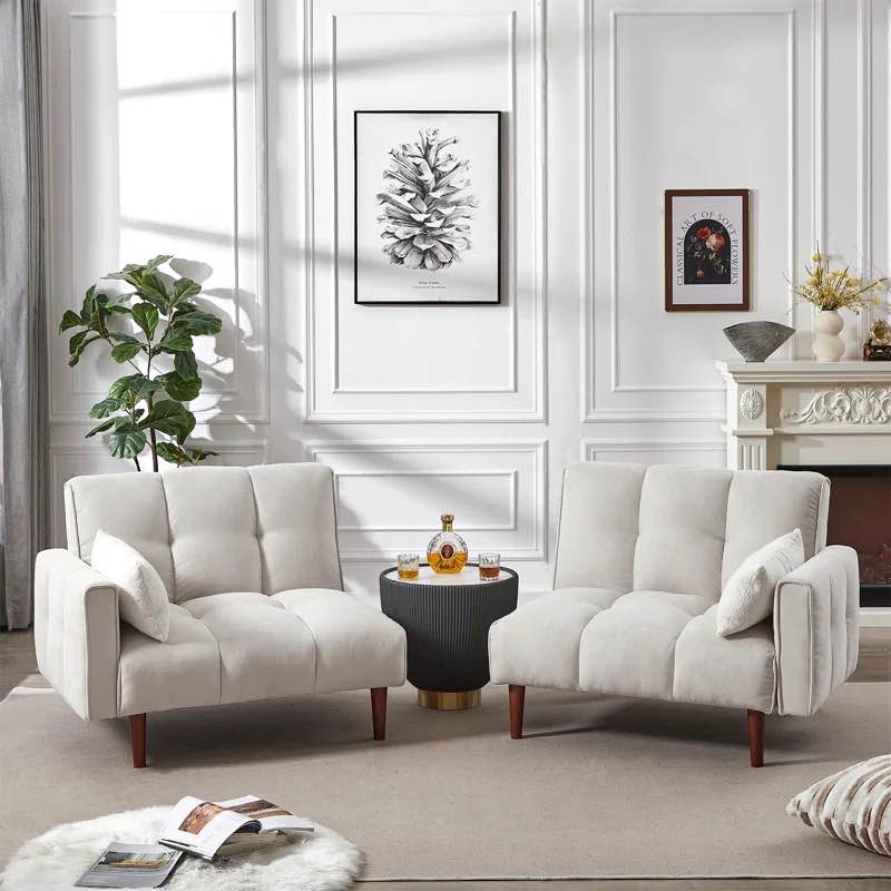 81"Sofa Bed, Upholstered Convertible Sofa Bed with 2 Pillows