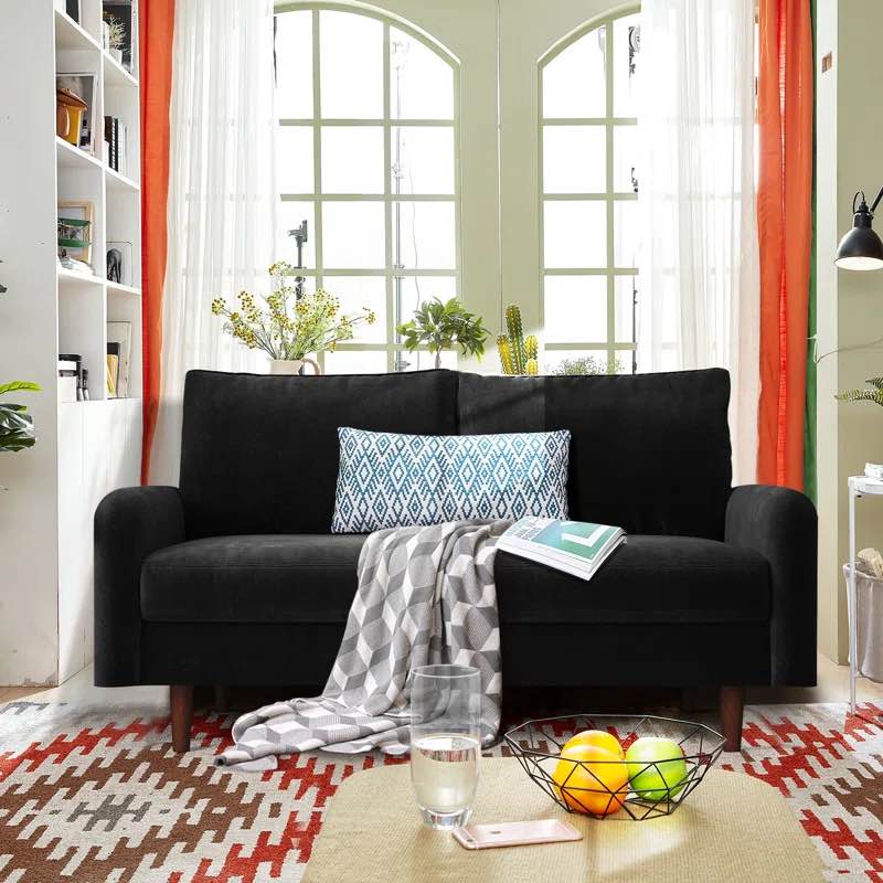 Hasaam 56.3" Wide Velvet Round Arms Small Apartment Loveseat