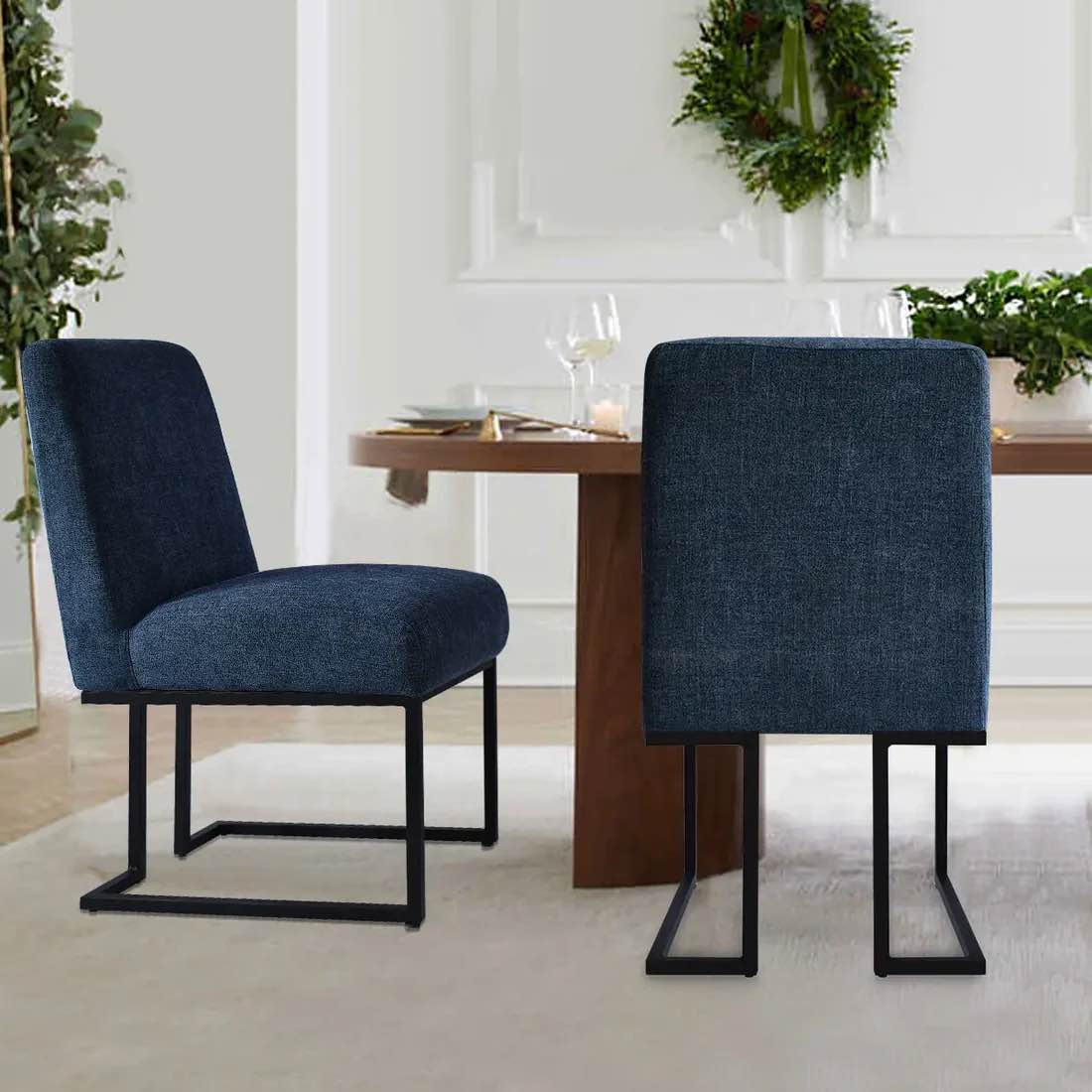 Mason Modern Metal Frame Upholstered Dining Chair (Set of 2)