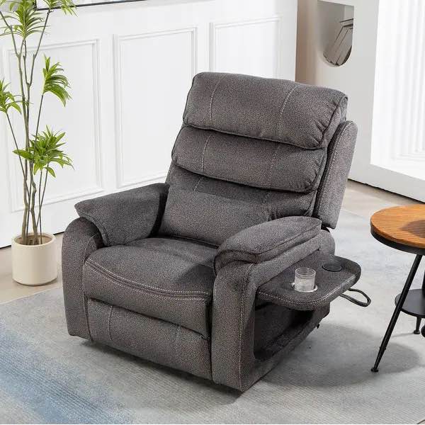 Newest Material Dual Motors Power Lift Recliner - Lift Assist Recliner with Tray Table,Message/Heat