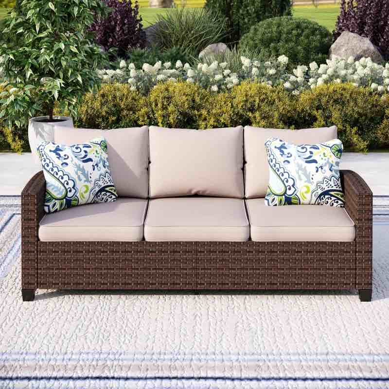 Argyri Stylish Wicker Outdoor Patio Sofa & All-Weather Rattan