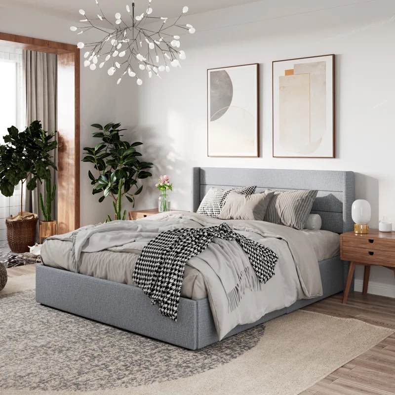 Braya Hydraulic Lift Up Storage Upholstered Platform Bed