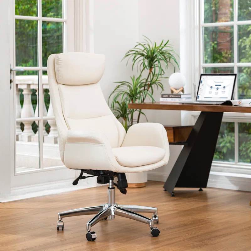 Corjan Mid-Century Modern Gas Lift Swivel Executive Chair or Office Chair with Headrest