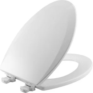 Mayfair Cassel Slow Close Toilet Seat, Easy Clean, Non Slip Premium Wood Seat, Easy Install, Made in USA, Round, White