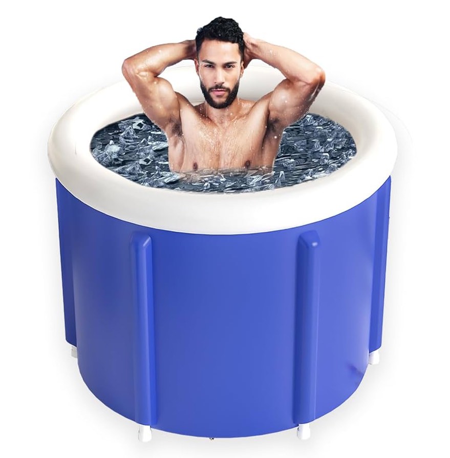 Ice Bath Tub for Athlete - Portable, Inflatable and Foldable Freestanding Barrel Design - Blow Up Arctic Cold Plunge Chiller Pod for Recovery, For Athletes - Indoor and Outdoor Use Mini Pool