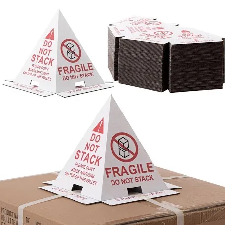 Dunzoom 60 Pcs Do Not Stack Cones 8 x 8 x 10" Do Not Stack Pallet Cones Corrugated Cardboard Safe Shipping and Handling Alerts for Repository Loading Docks (Red White)