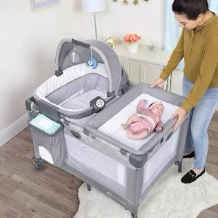 Baby Trend Lullaby Nursery Suite EZ-Fold Playard with Portable Rocking Lounger - Madrid Plaid