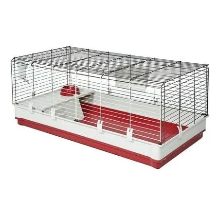 Midwest Homes for Pets Deluxe Rabbit & Guinea Pig Cage  X-Large  White & Red; 47.2 x 19.7 x 23.6 Inches; 158XL