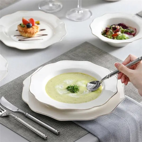 MALACASA LOTUS-16-Piece Bone China Dinnerware Set