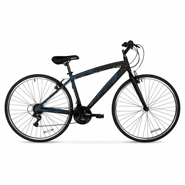 Hyper Bicycle 700c Men's Spin Fit Hybrid Bike, Black and Blue