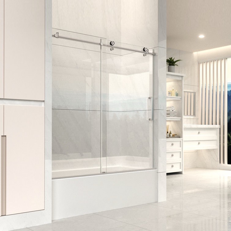 57 - 59in  W x 60in single sliding door frameless tub door
