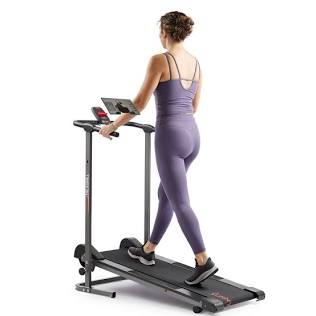 Sunny Health & Fitness Compact Foldable Treadmill - Easy Assembly, Quiet Operation, LCD Performance Monitor, Device Holder - Running & Walking Exercise, Optional Free SunnyFit App Bluetooth Connection