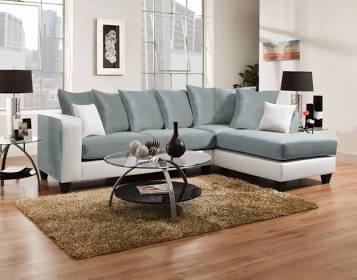 NeoLiving Gala Corner Chaise Sectional in White Faux Leather and Surf Microfiber NL755-PUWH/SURF (CHAISE ONLY )