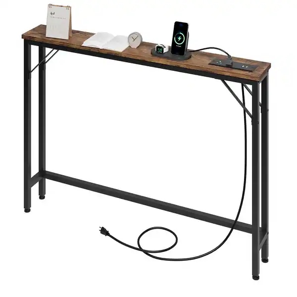 5.9" Narrow Sofa Table with Outlets