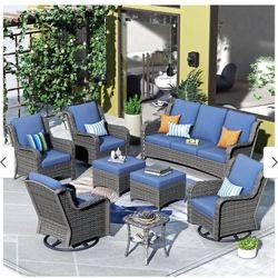 OVIOS Rattan Wicker Patio Furniture Set Swivel Rocking Chair Set (1 Chair and 1 TABLE ONLY)