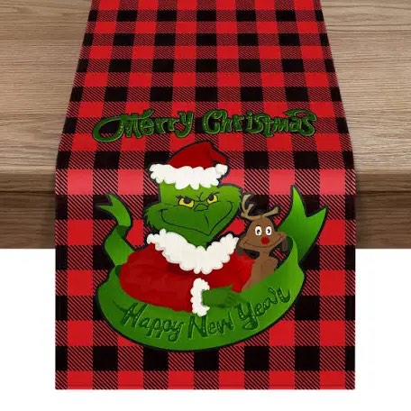 ZHEN TING Buffalo Plaid Christmas Table Runner,Merry Christmas Winter Holiday Theme Table Decoration,Suitable for Indoor Home Party Decor 13 x 72 inches