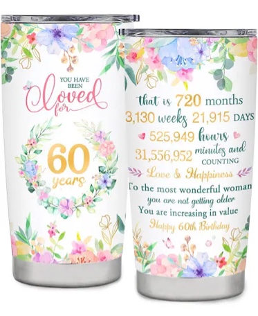 kwsnatel 60th Birthday Gifts for Women,20oz Coffee Cup Tumbler,1963 Birthday Gifts for Women,60th Birthday Decorations,Happy 60 Year Old Birthday Gifts Ideas,Turning 60 Funny Birthday Gifts