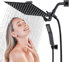 10 Inch All Metal High Pressure Rainfall Shower Head with Handheld Combo, Rain Shower Head with Handheld Spray,3-Way Diverter,Height & Angle Adjustable Extension Arm,70" Flexible Hose