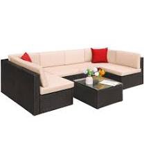 LACOO 7 Pieces Patio Rattan Sectional Set