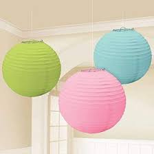 12” Round Party Paper Lanterns (Blue, Green, Pink)