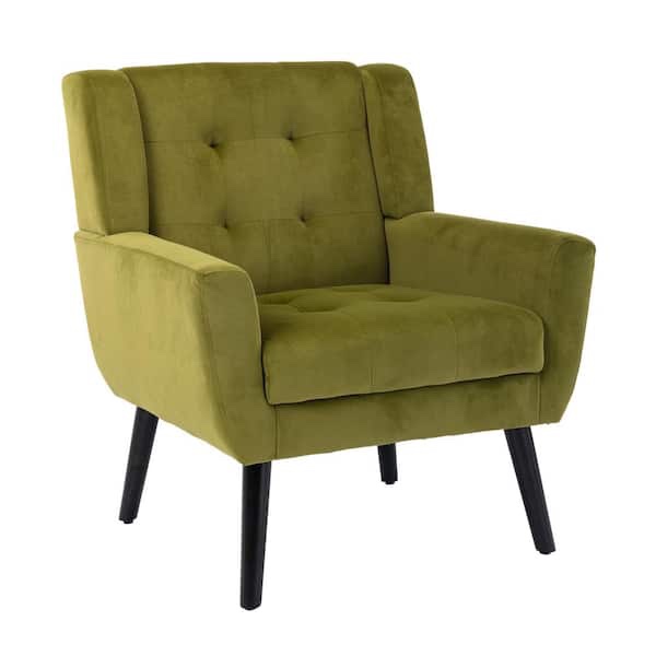 Green Linen Material Accent Chair Bedroom Chair