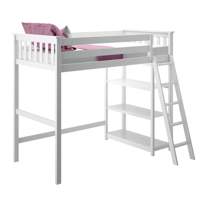 LOFT BED W/ SHELVES  180218-002 (White)