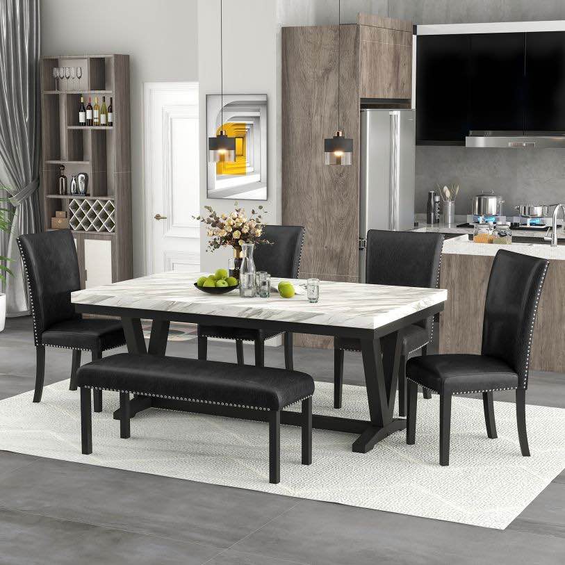 Emma Mason Dining Table - Faux Marble Top