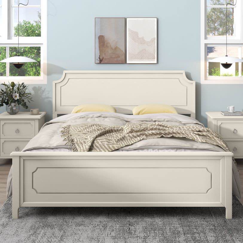 Milky White Solid Rubber Wood Platform Bed, King BS299172AAK 