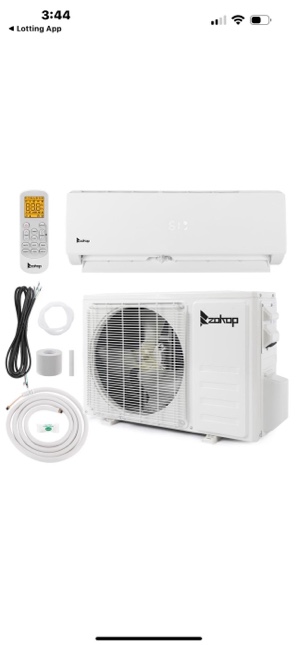  9,000 BTU Mini Split AC/Heating System Indoor/Outdoor Unit