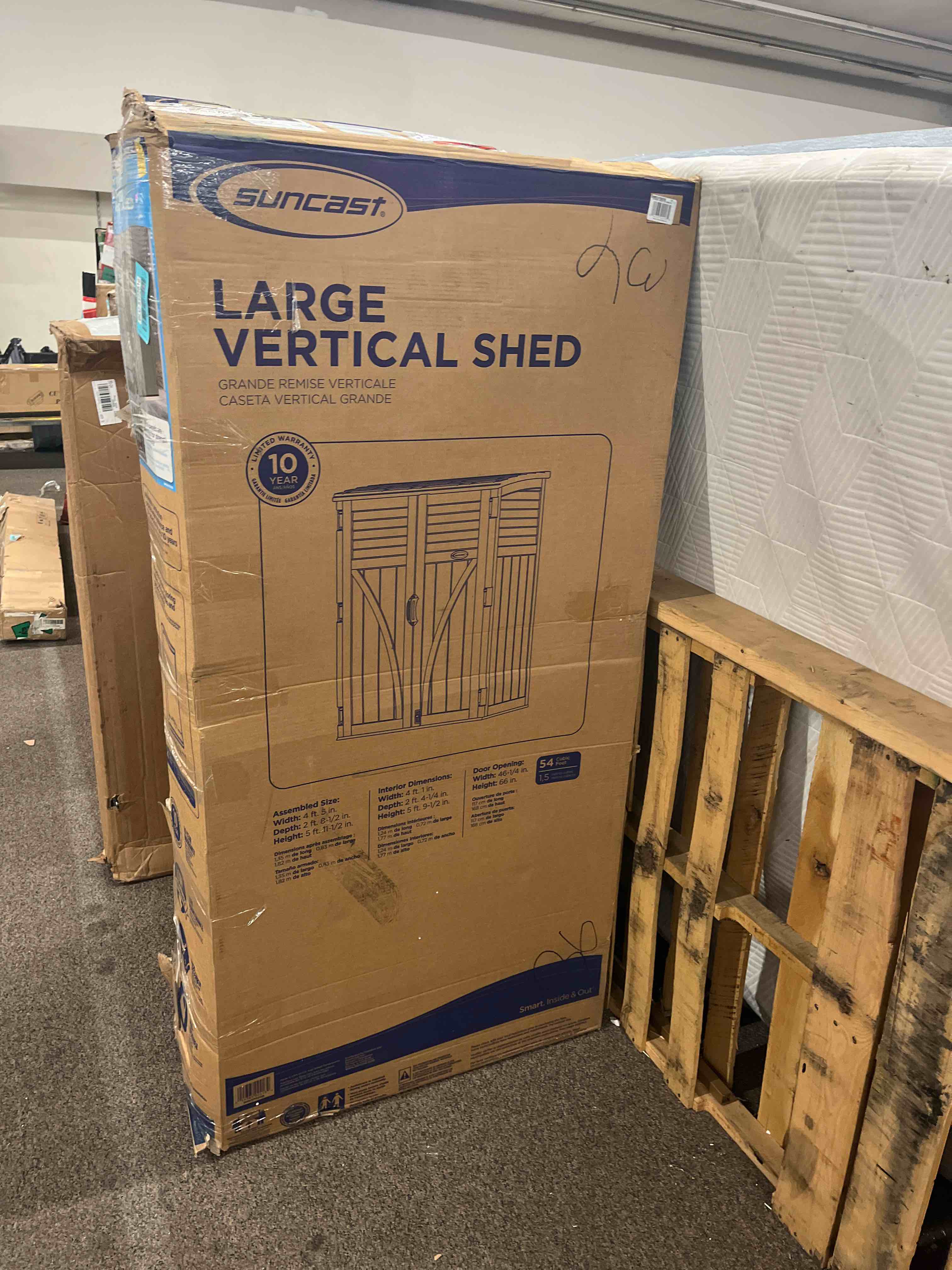 Suncast 54 cubic foot Resin Vertical Lockable Storage Shed, Stoney, BMS5700SB