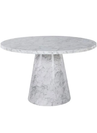 Furniturebox Palma White Marble Effect Round Pedestal Dining Table - Circlular 4 to 6 Seat Kitchen Table (TABLE TOP ONLY Box 1 of 2 Only)