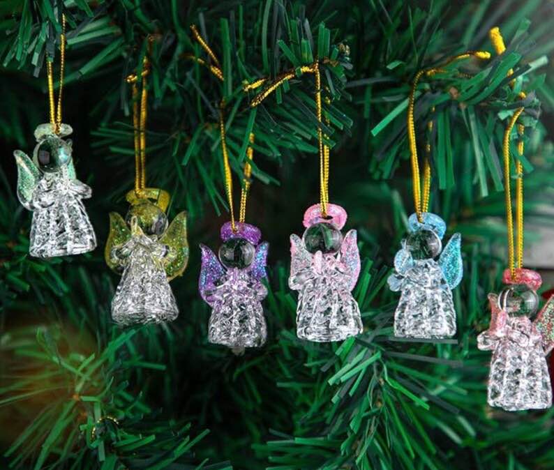 Condition photo showing New/Like New for 12 piece praying angels, glass holiday decor  