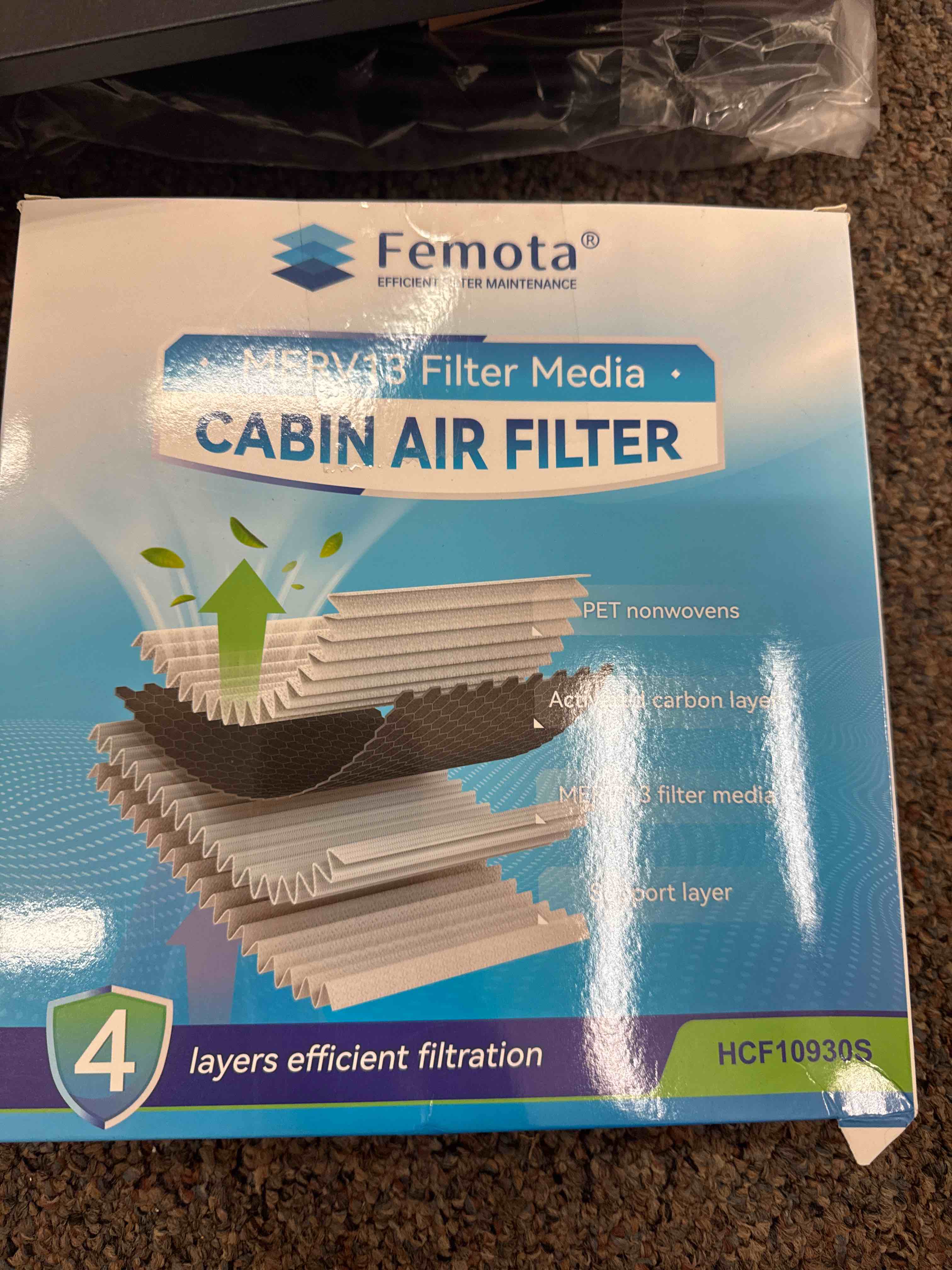 Condition photo showing New/Like New for merv 13 cabin air filter , hcf10930s 