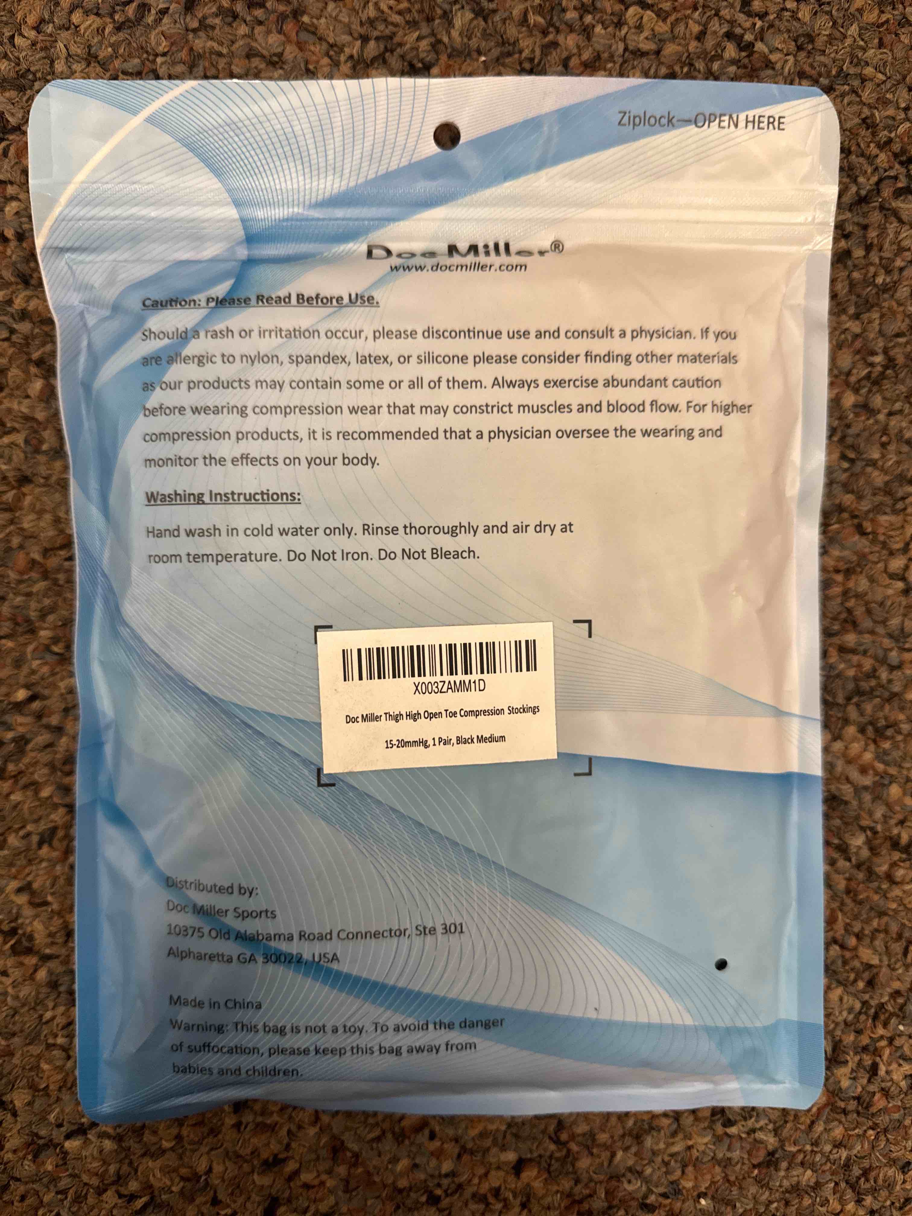 Condition photo showing New/Like New for doc miller thigh high open toe compression stockings 15-20mmhg for varicose veins, pregnancy support open toe thigh high compression socks for women and men