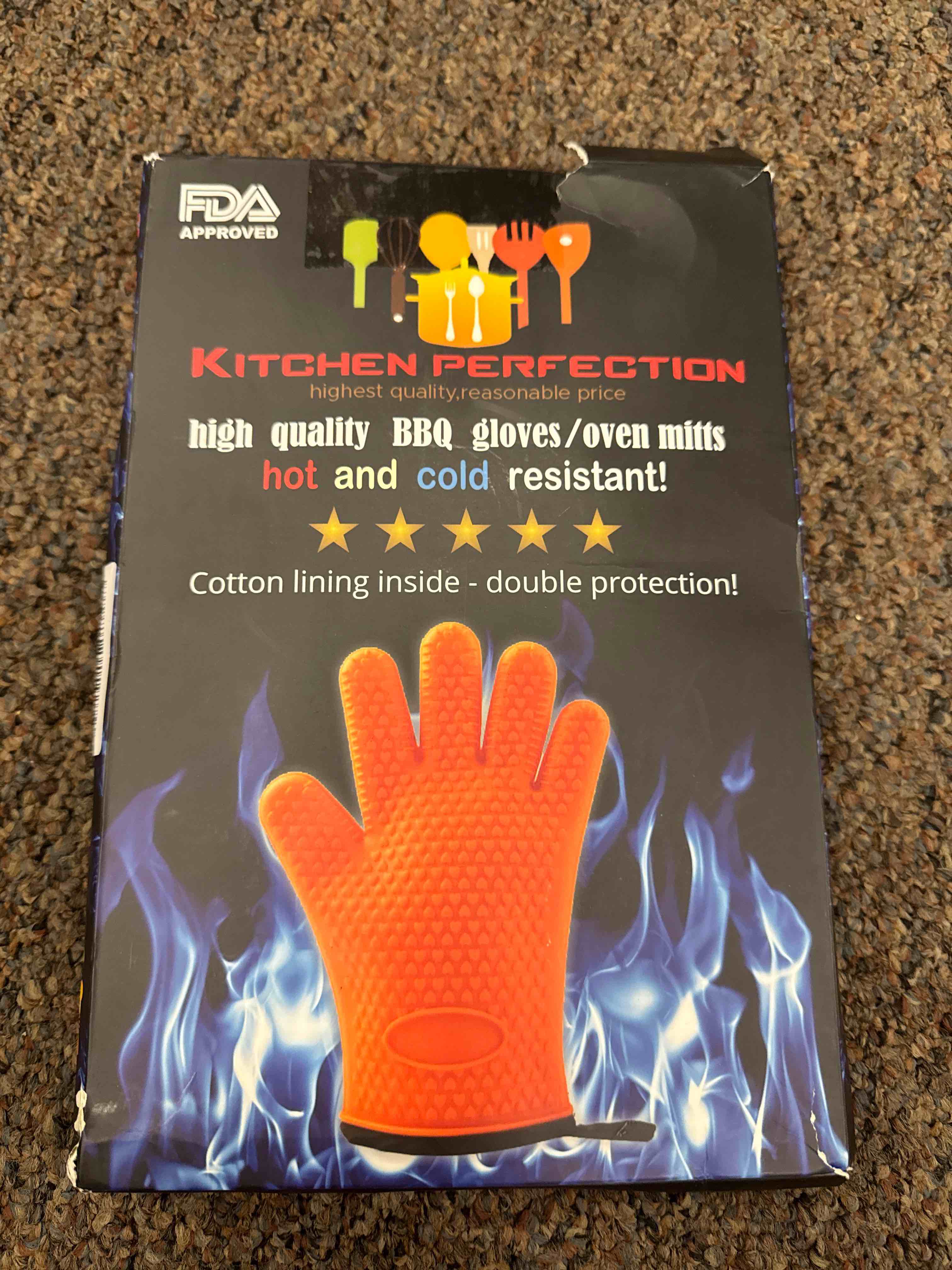 Condition photo showing New/Like New for kitchen perfection silicone smoker oven gloves -extreme heat resistant bbq gloves -handle hot food right on your smoker grill fryer pit|waterproof oven mitts grill gloves |superior value set+3 bonuses