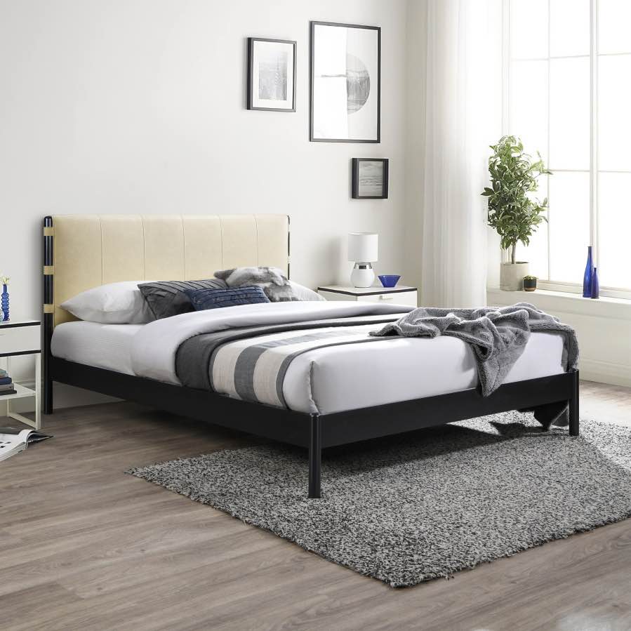 Meridian Furniture Abigail Vegan Leather Upholstered Bed (Includes Headboard & Footboard, Compatible with Most Side Rails.)