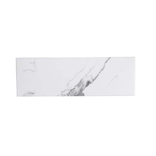 Jeffery Court Spring Park White 4 in. x 12 in. Matte Porcelain Wall and Floor Tile (13.56 sq. ft./Case)