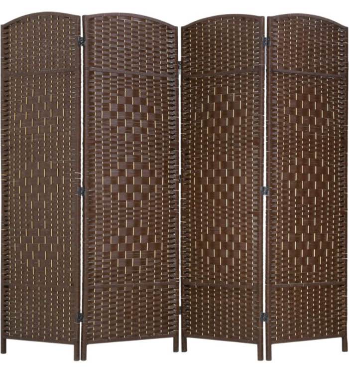 Bamboo Room Divider Folding Privacy Screen 4 Panel 72 Inches High 17.7 Inches Wide Room Divider For Living Room Bedroom Study, Black