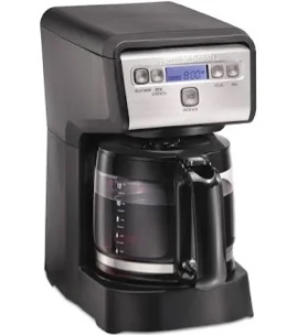 Hamilton Beach Compact Programmable Coffee Maker  12 Cup  Black with Stainless  Model 46200