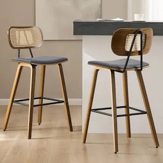 Upholstered Rattan Counter & Bar Stool Only One