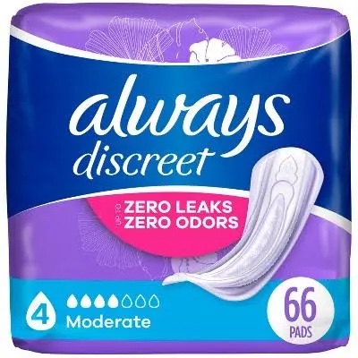 Always Discreet Incontinence Pads  Moderate Absorbency  Regular Length  198 CT