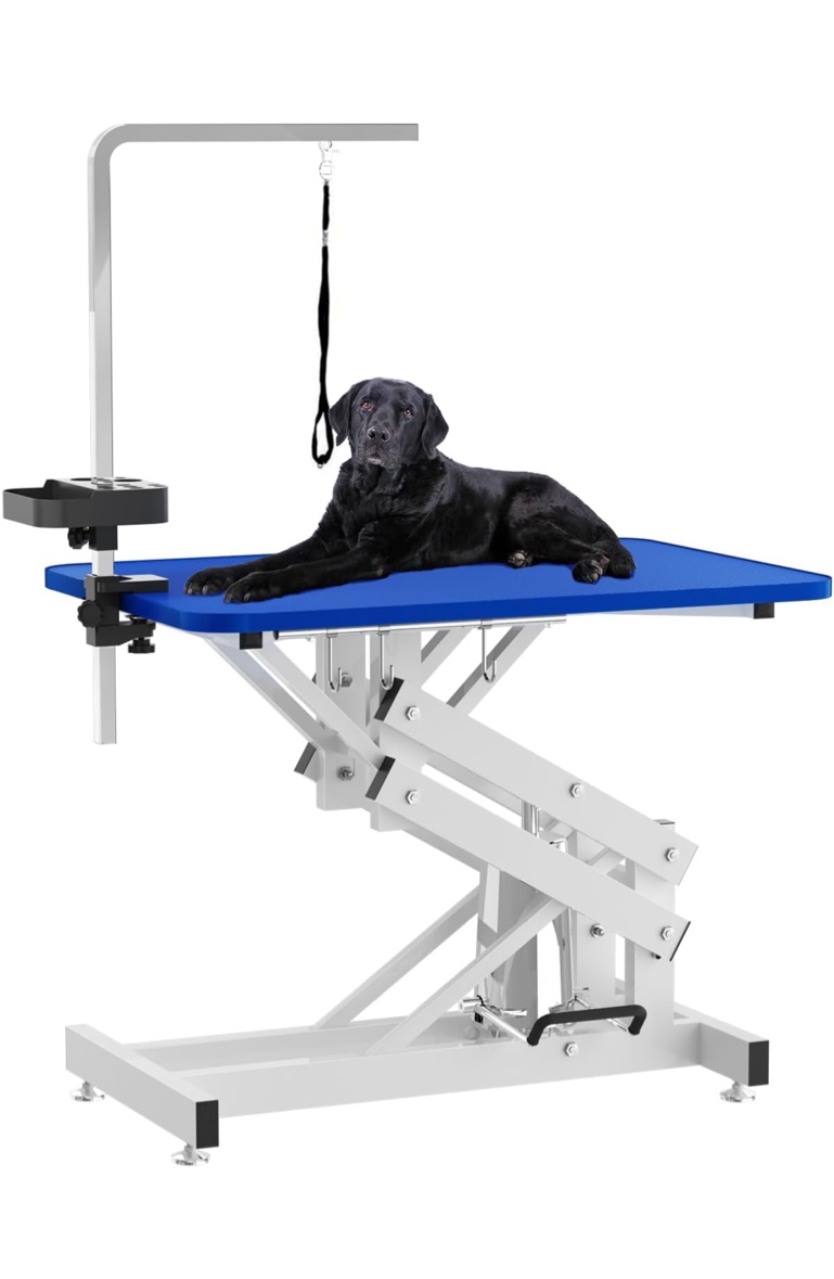 RITSU 43" Hydraulic Pet Grooming Table w/Anti-Static Table Top, Heavy Duty Z-Lift Dog Grooming Table/21-36 w/Armrests/Leash Covers/Tool Organizers/Hooks, Weight Capacity 330LBS Black (BOX 2 of 2 ONLY)