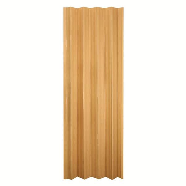 Via 36 in. x 80 in. Oak Vinyl Accordion Door with Hardware