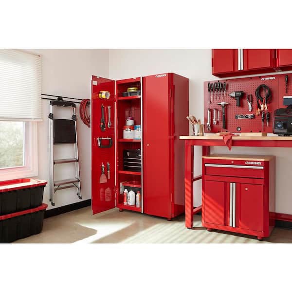 Husky Ready-to-Assemble 24-Gauge Steel Freestanding Garage Cabinet in Red (2 boxes)