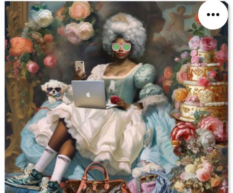 House of Hampton® Laaiba Eating Cake & Cashing Checks On Canvas by Wynwood Studio Print 36.0 H x 24.0 W x 0.8 D in whiteCanvas/Fabric in Blue;white | 36" H x 24" W x 0.8" D | Wayfair
