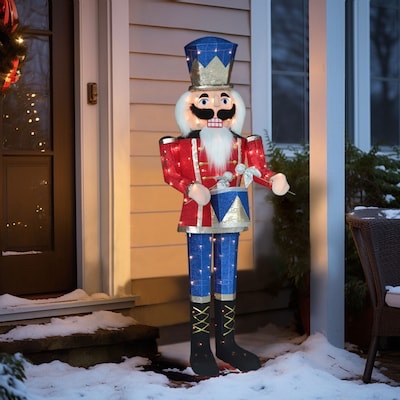 VEIKOUS 62.6-in Nutcracker Free Standing Decoration with White Incandescent Lights