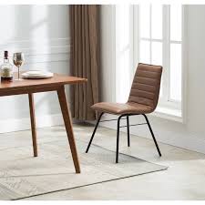 Scandinavian Faux Leather Stackable Side Chair with Medium Metal Legs set of 1